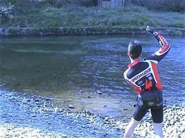 Tao assesses his skimming prowess at Staverton Island